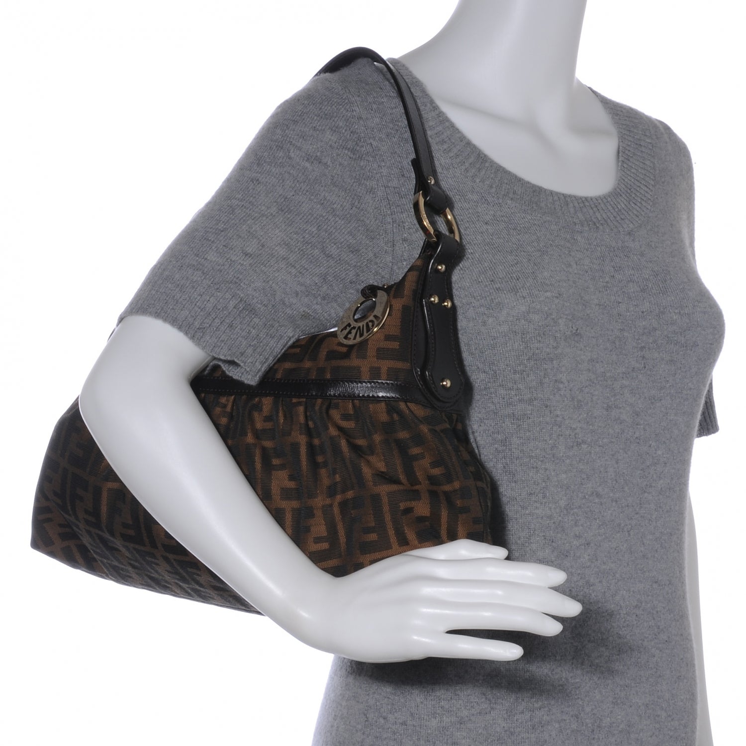 Fendi Zucca Cuoio Lucido Chef Hobo Tobacco Moro 2 of 8