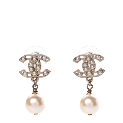 Chanel Pearl CC Drop Earrings Light Gold 1 of 5