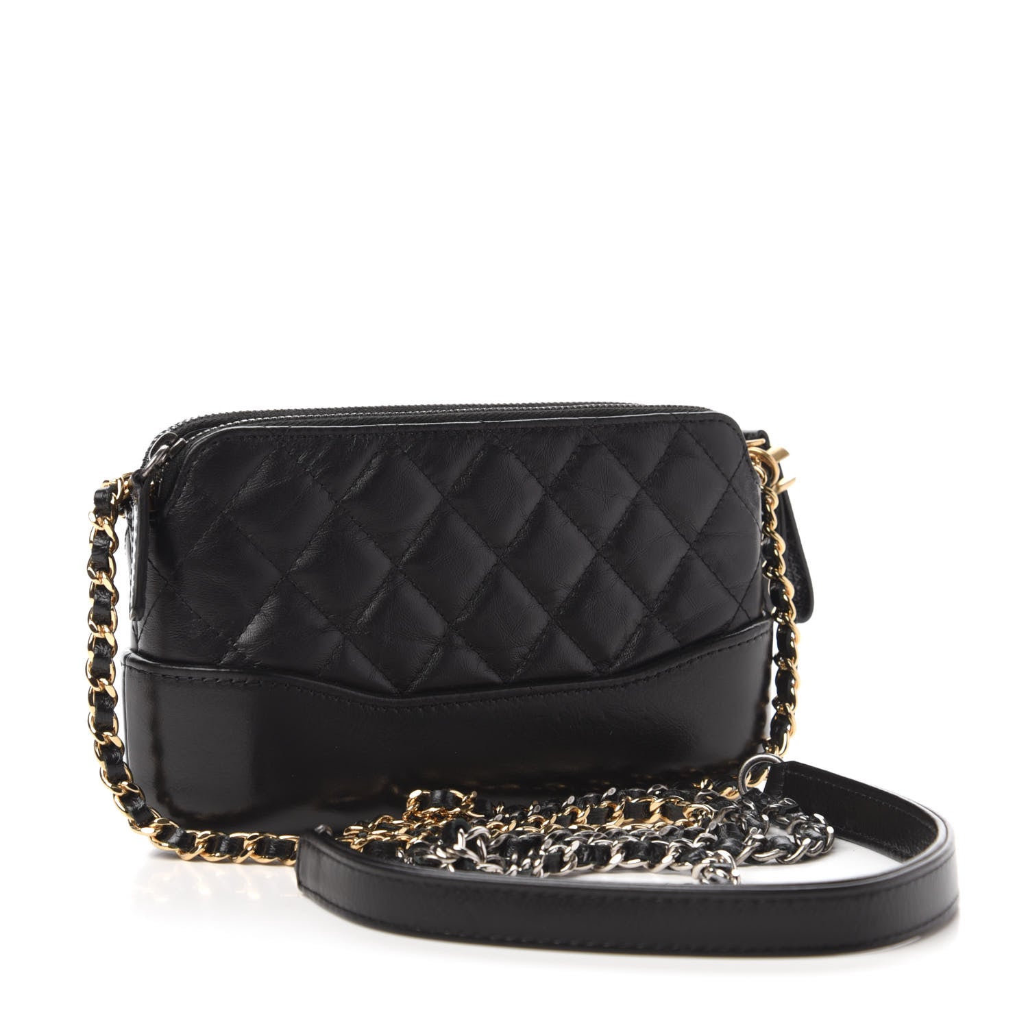 Chanel Aged Calfskin Quilted Small Gabrielle Clutch With Chain Black 3 of 11