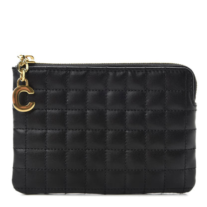 Celine Calfskin Quilted C Charm Coin Card Pouch Black 1 of 9
