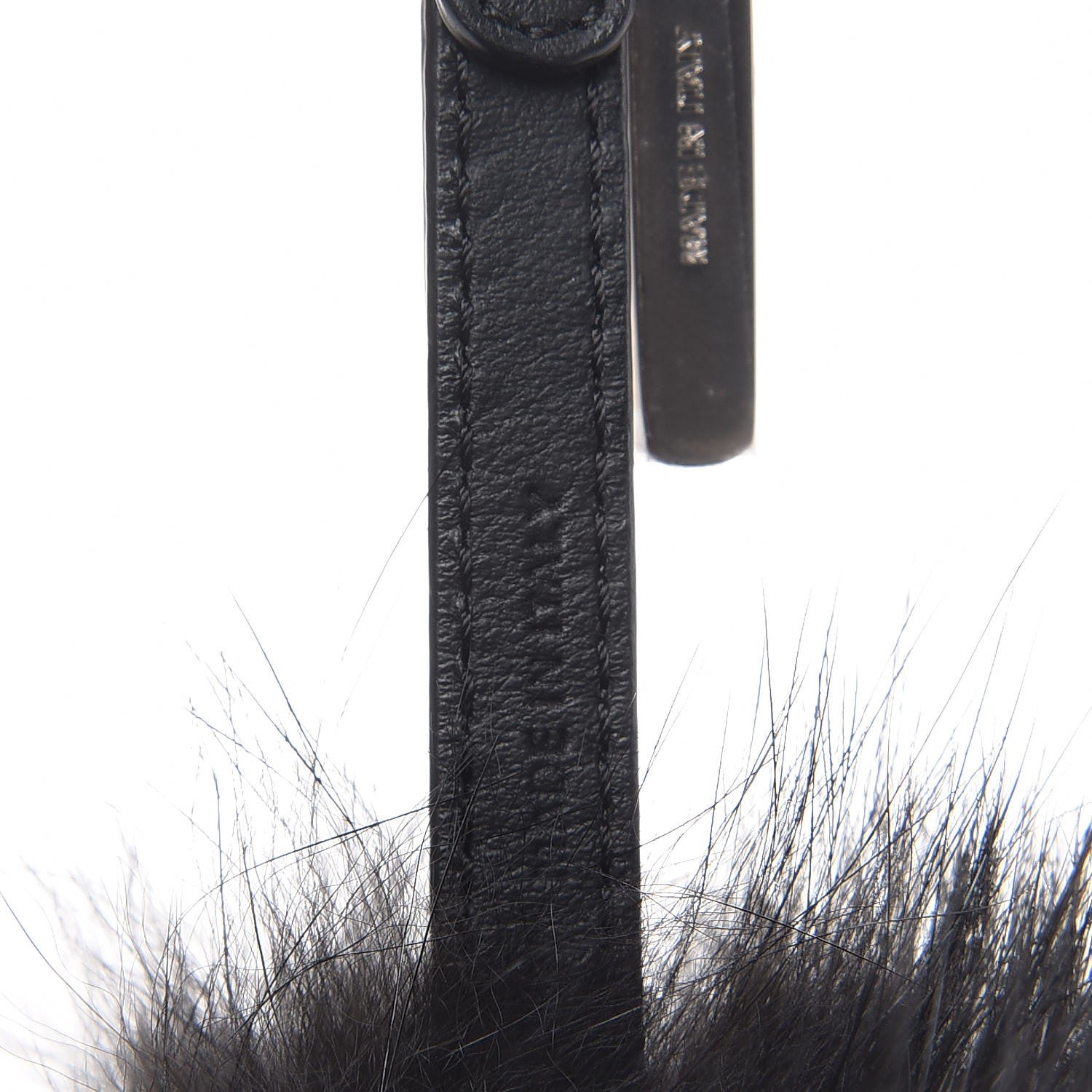 Fendi Mink Fur Crystal Eyed Striped Aristocrats Monster Bag Bug Charm Black White 5 of 5