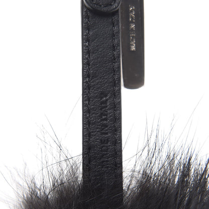 Fendi Mink Fur Crystal Eyed Striped Aristocrats Monster Bag Bug Charm Black White 5 of 5