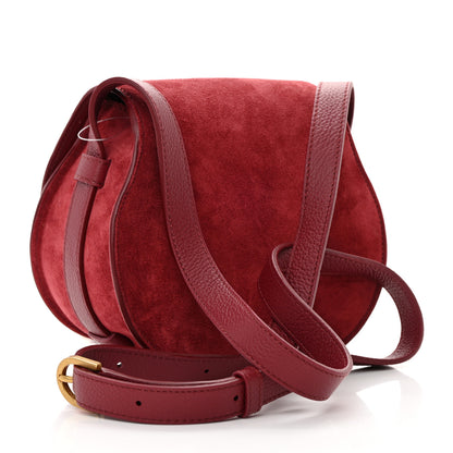 Chloe Suede Small Marcie Saddle Bag Dark Ruby 3 of 17