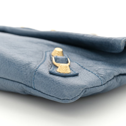 Balenciaga Agneau Giant 12 Gold Hardware Envelope Strap Clutch Bleu Persan 12 of 13