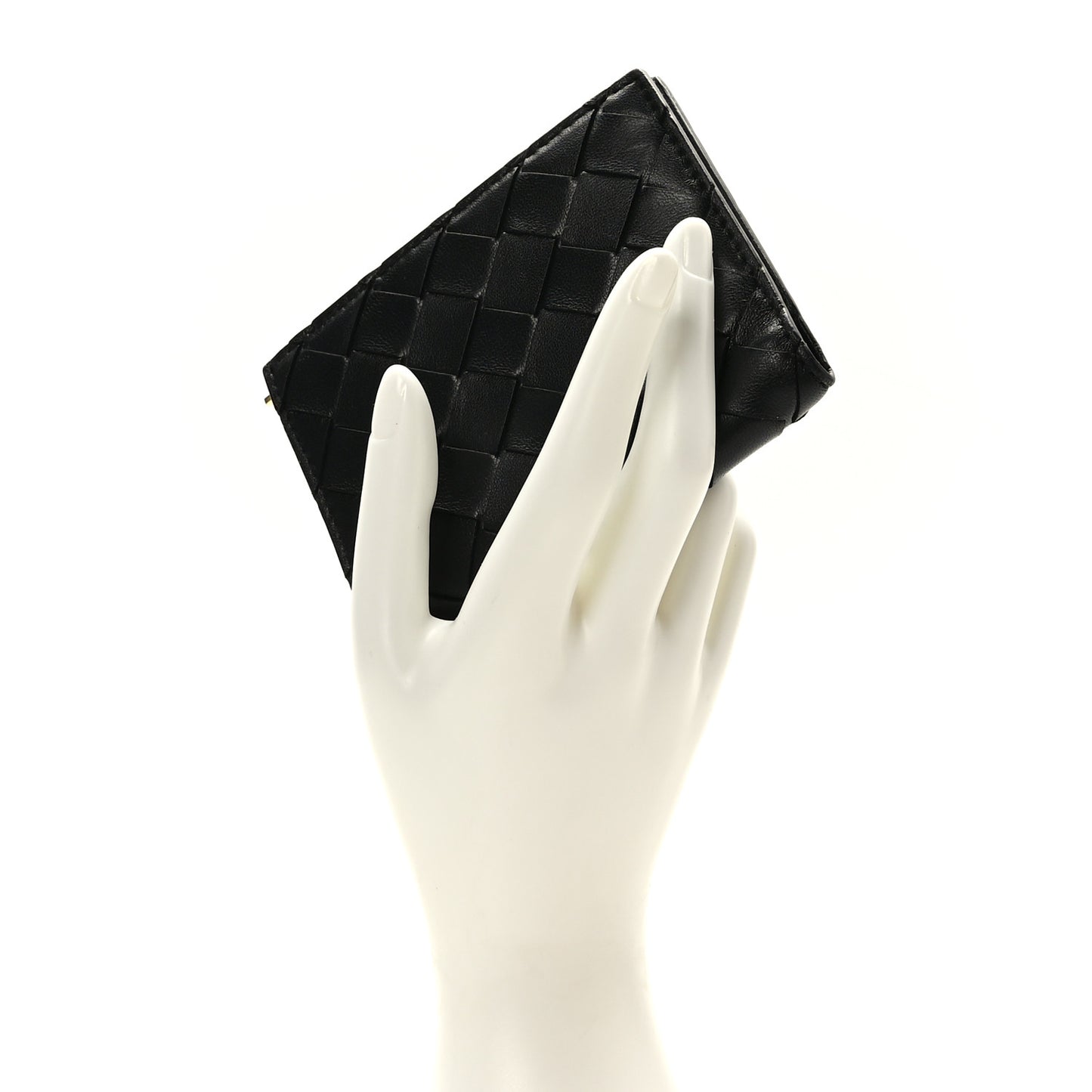 Nappa Intrecciato Small Bi-Fold Zip Wallet Black