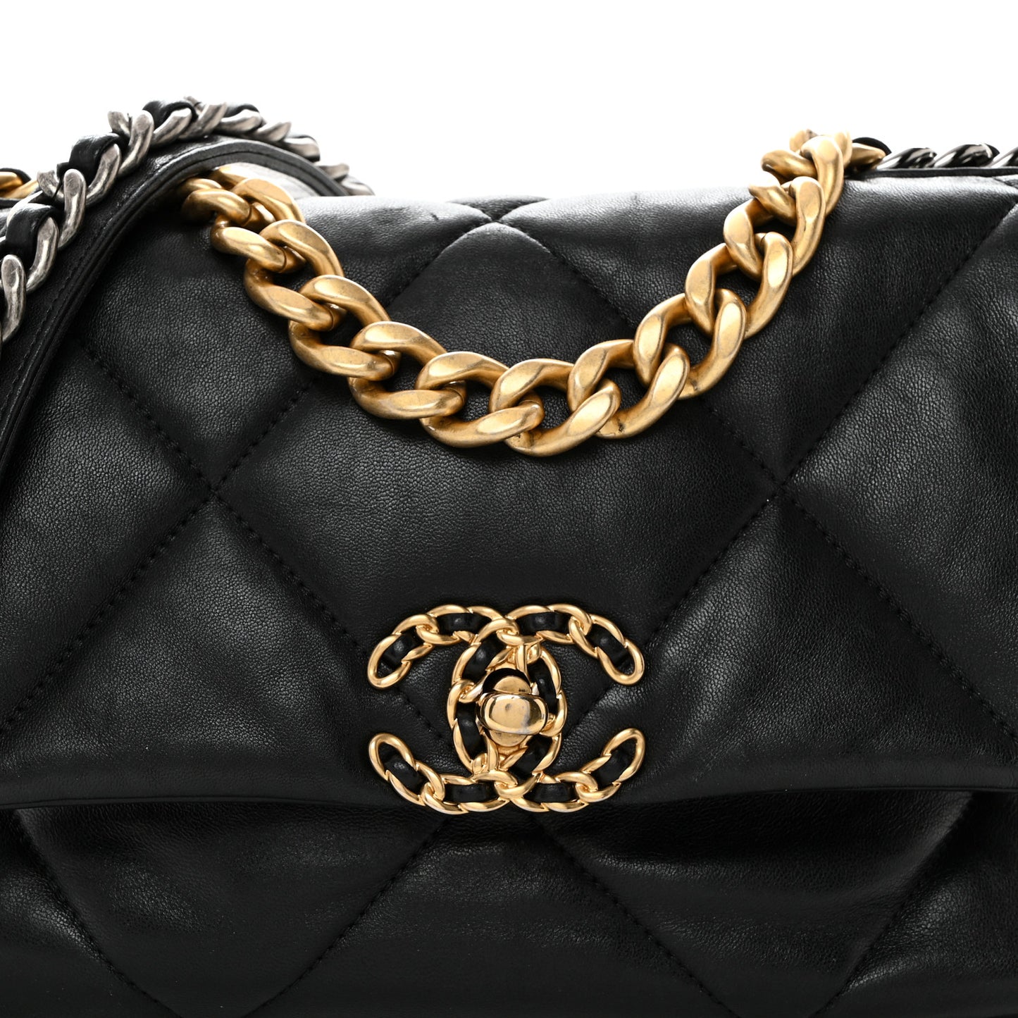 Lambskin Quilted Medium Chanel 19 Flap Black