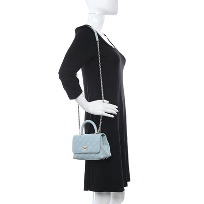 Chanel Caviar Quilted Extra Mini Coco Handle Flap Light Blue 2 of 11