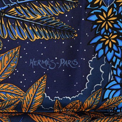 Hermes Silk Wild Singapore Scarf 90 Bleu Roy Gold Marine 3 of 5