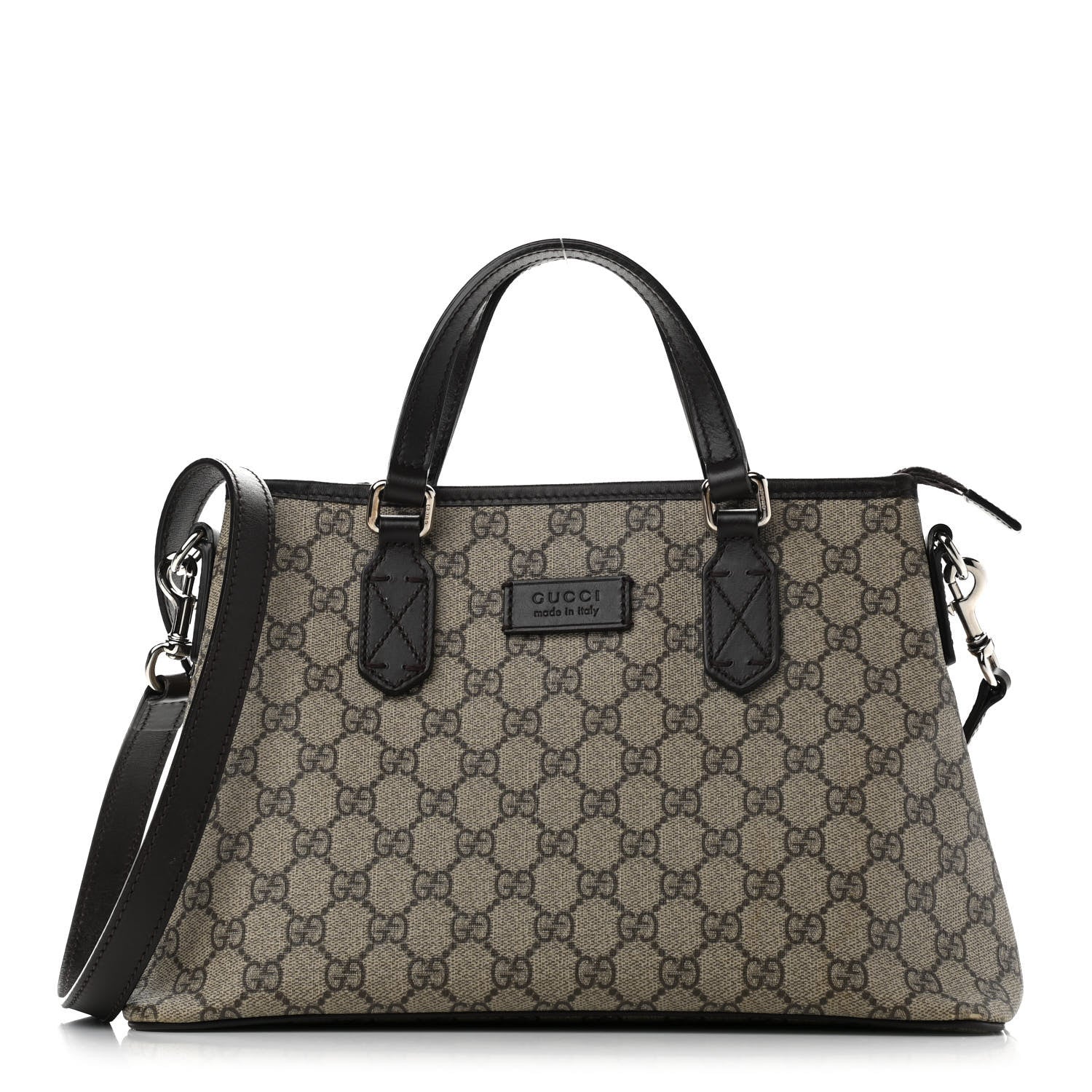 Gucci GG Supreme Monogram Small Zippered Tote Dark Brown 1 of 12