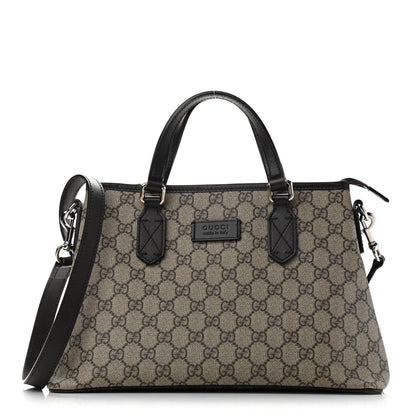 Gucci GG Supreme Monogram Small Zippered Tote Dark Brown 1 of 12