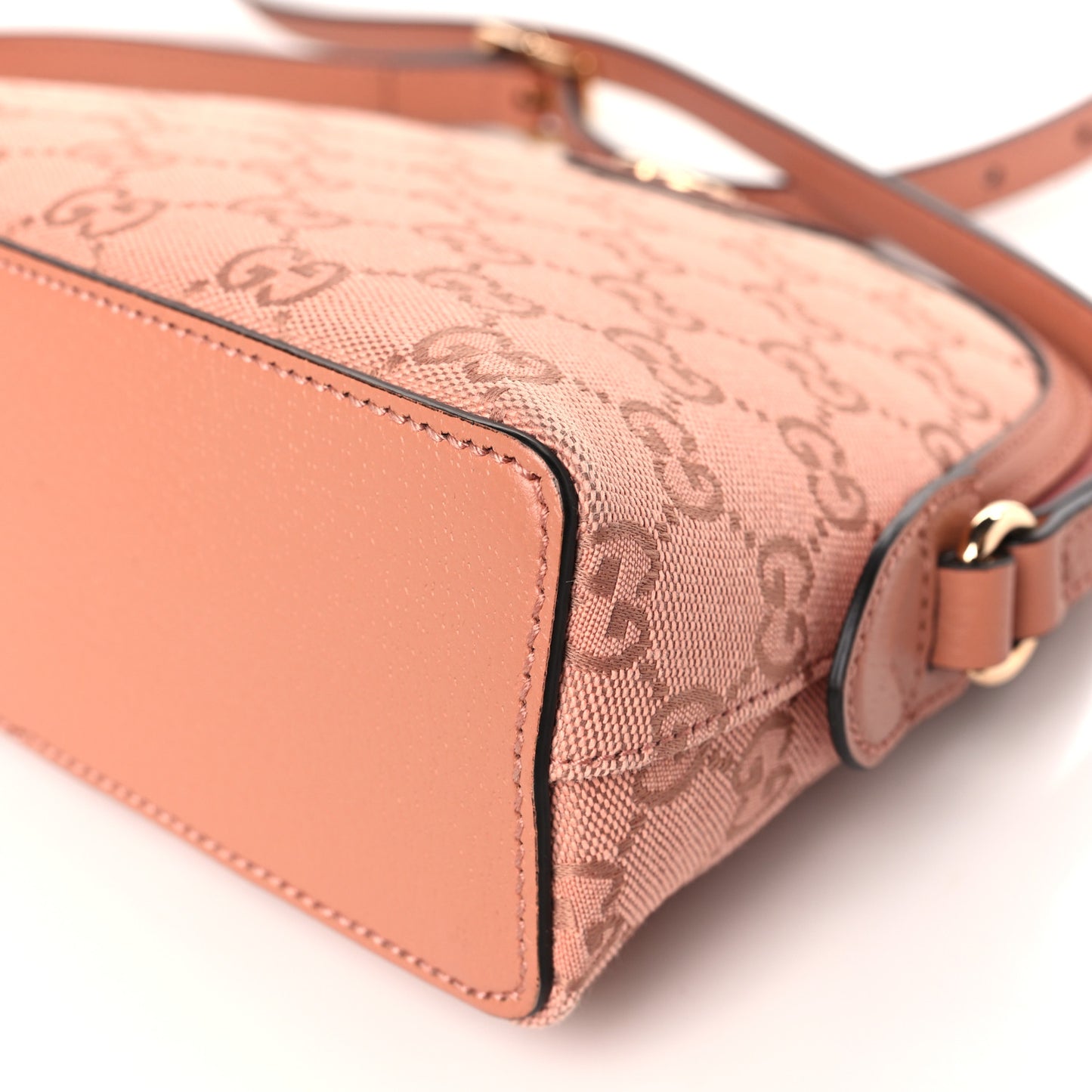 Monogram Textured Dollar Calfskin Small Ophidia Dome Shoulder Bag Cloche Rose Pink