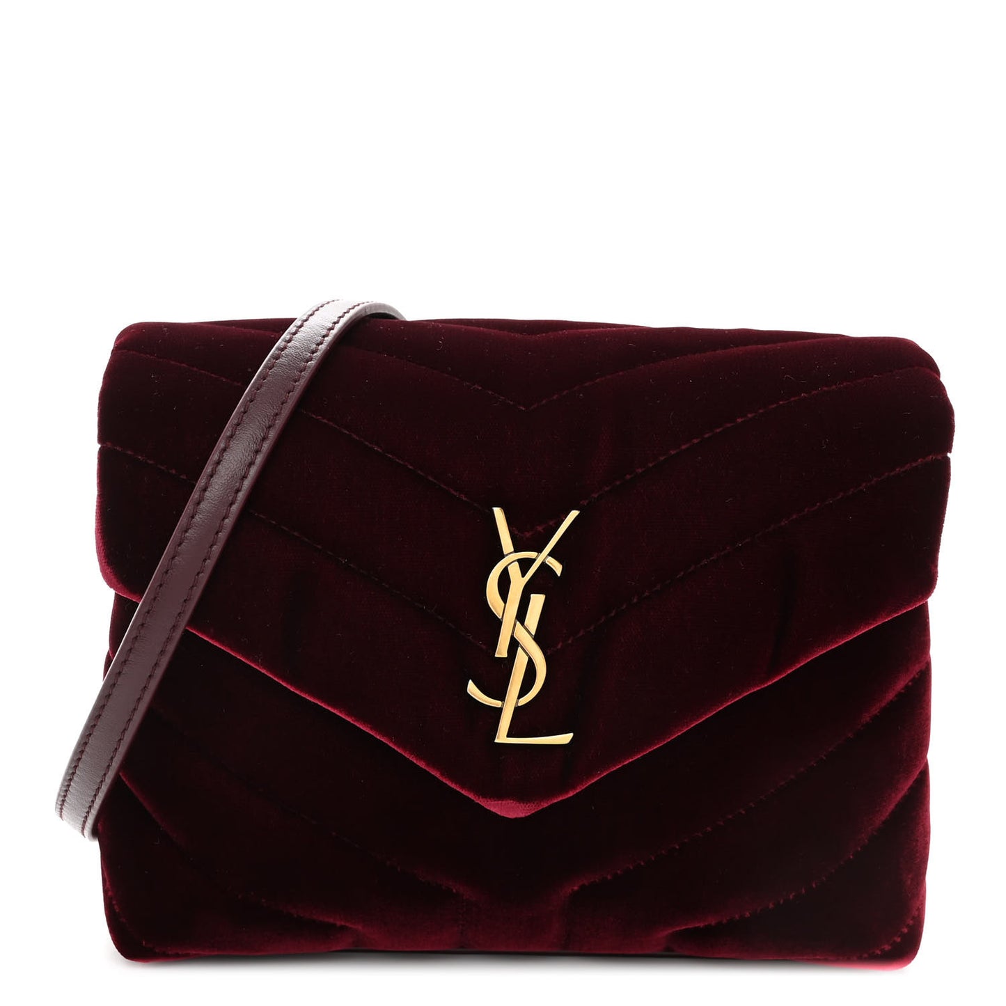 Velvet Y Quilted Monogram Toy Loulou Crossbody Bag French Burgundy