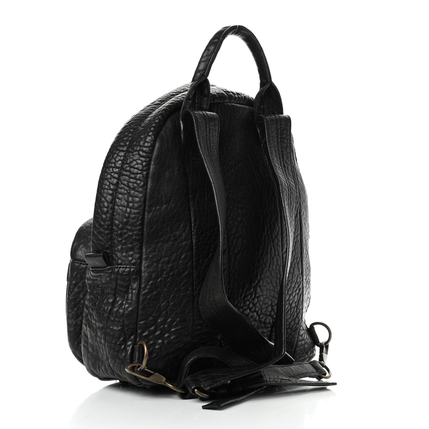 Pebbled Lambskin Dumbo Backpack Black Rose Gold Hardware