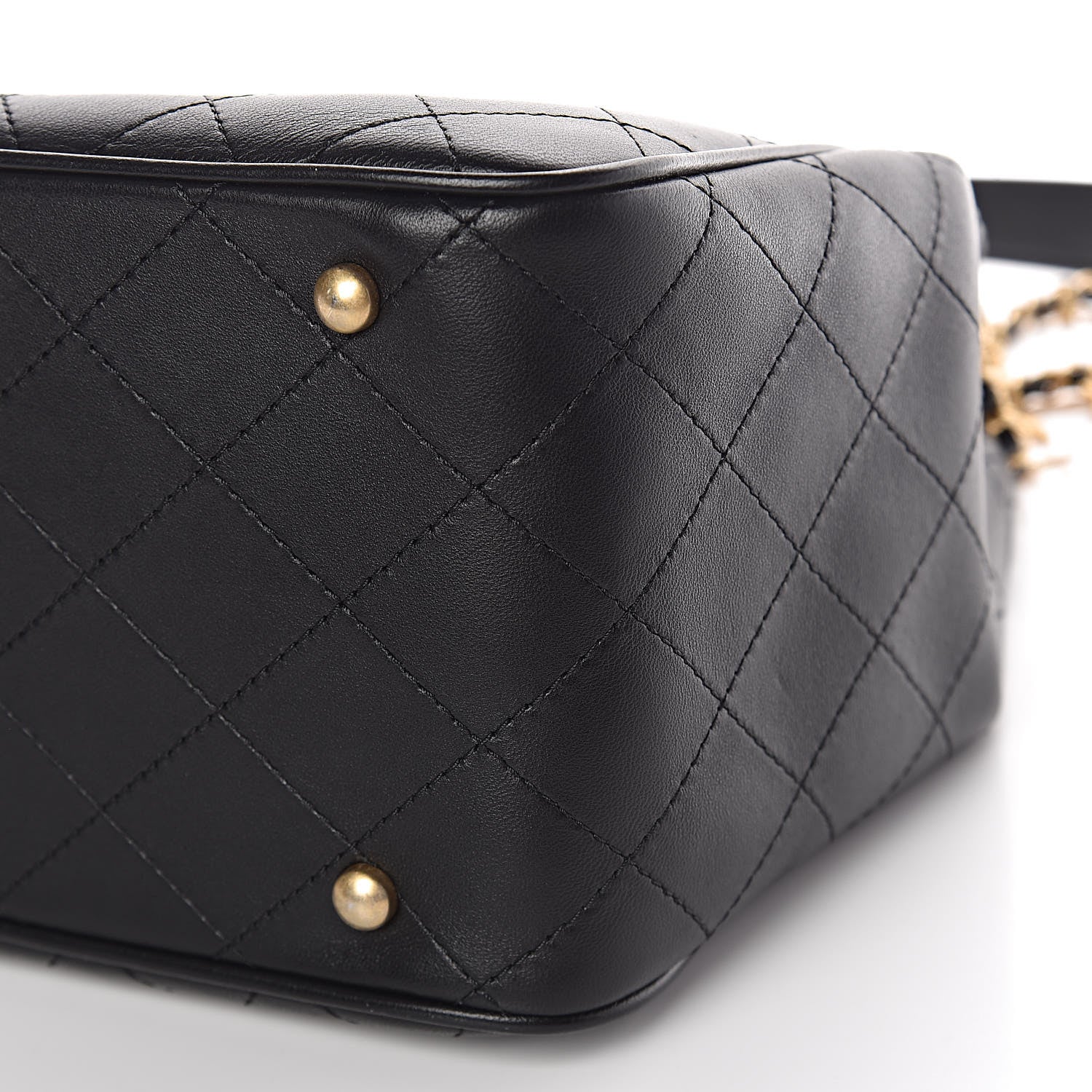 Chanel Calfskin Stitched Egyptian Amulet Drawstring Bag Black 11 of 13