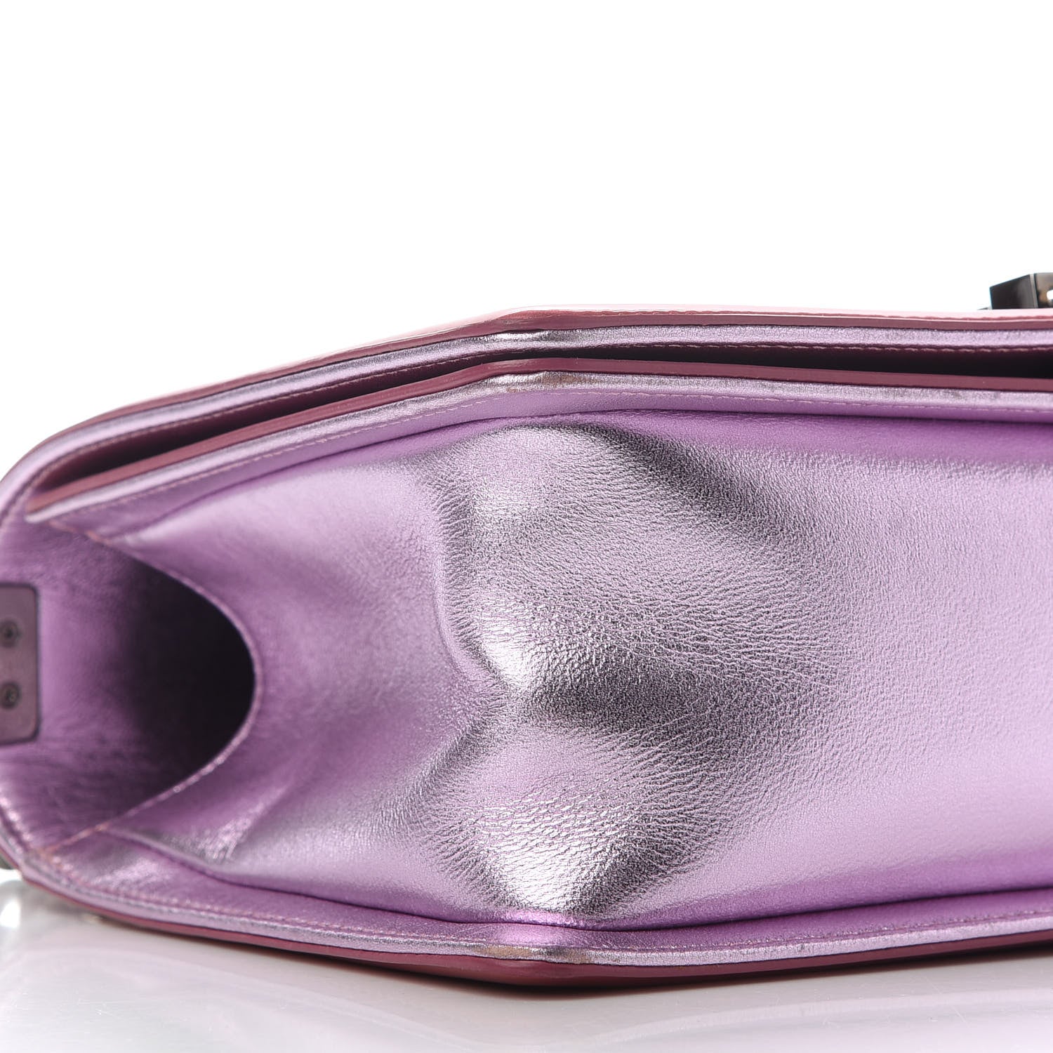 Chanel Metallic Patent Calfskin Quilted Medium Boy Flap Light Pink 8 of 11