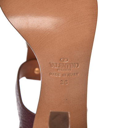 Valentino Garavani Grained Calfskin Rockstud Dragon Sandals 36 Brown 6 of 8