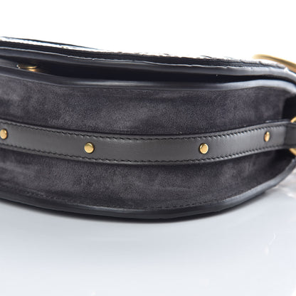 Chloe Suede Calfskin Crocodile Embossed Small Nile Bracelet Bag Profound Brown 11 of 12