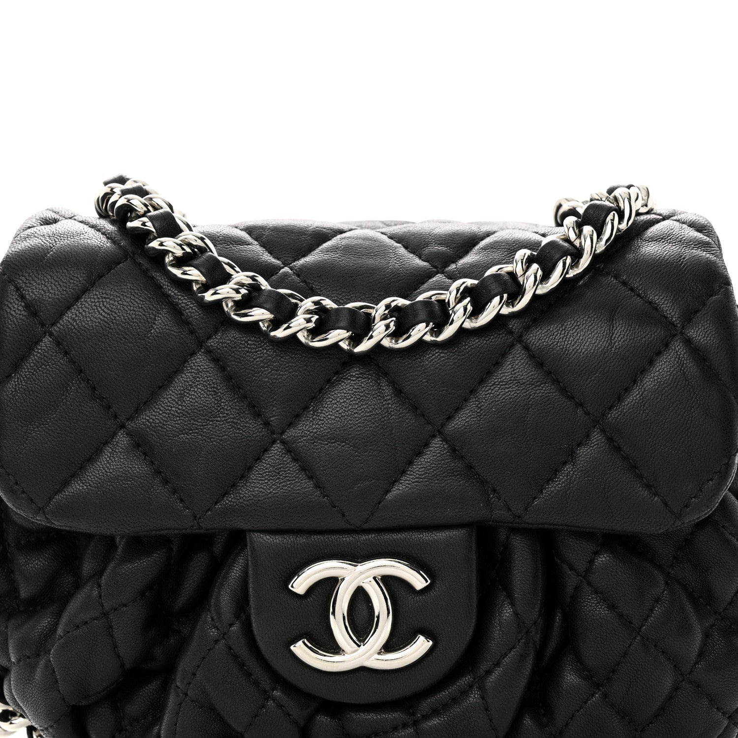 Chanel Washed Lambskin Quilted Mini Chain Around Flap Black 8 of 19