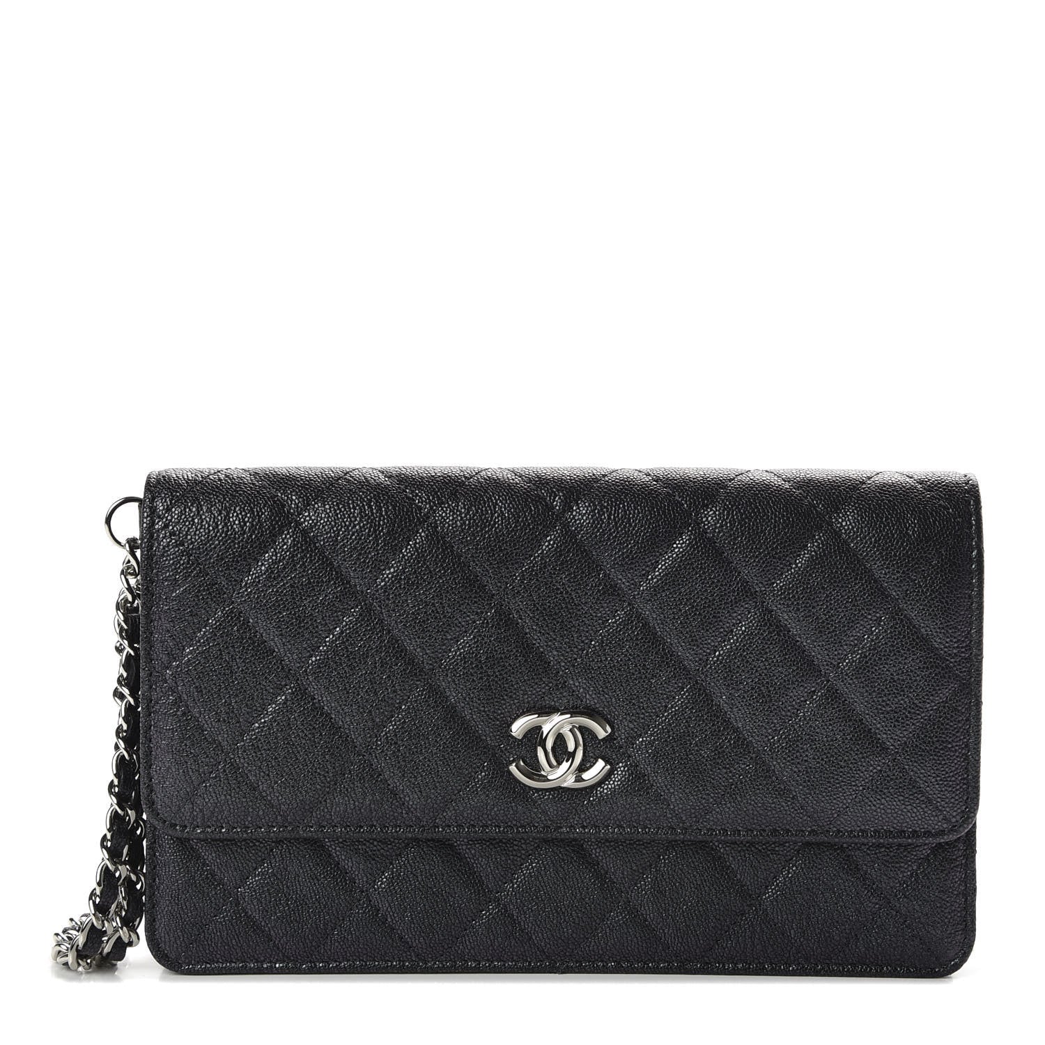 Chanel Iridescent Caviar Quilted Classic Pouch Clutch Black 1 of 10