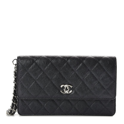 Chanel Iridescent Caviar Quilted Classic Pouch Clutch Black 1 of 10