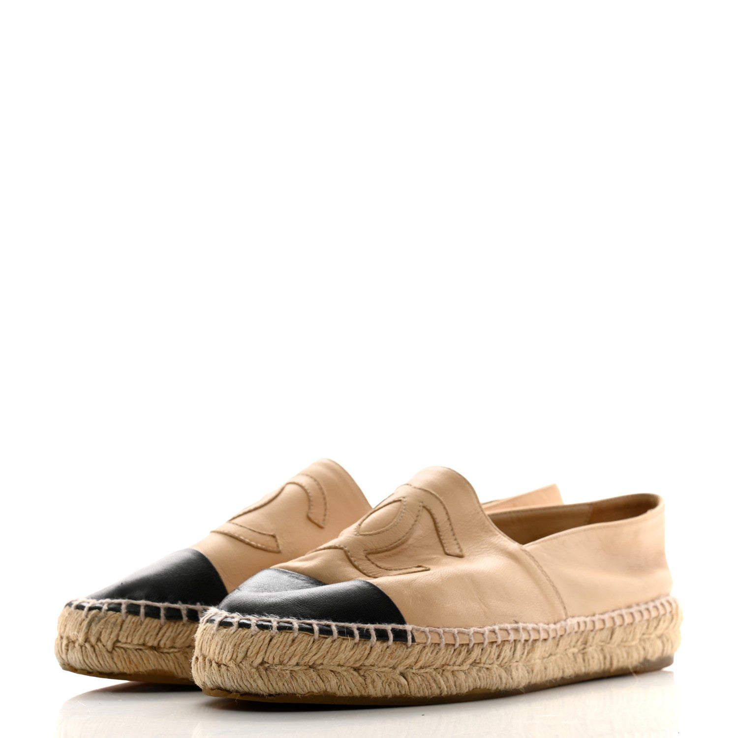 Chanel Lambskin CC Espadrilles 39 Beige Black 4 of 10