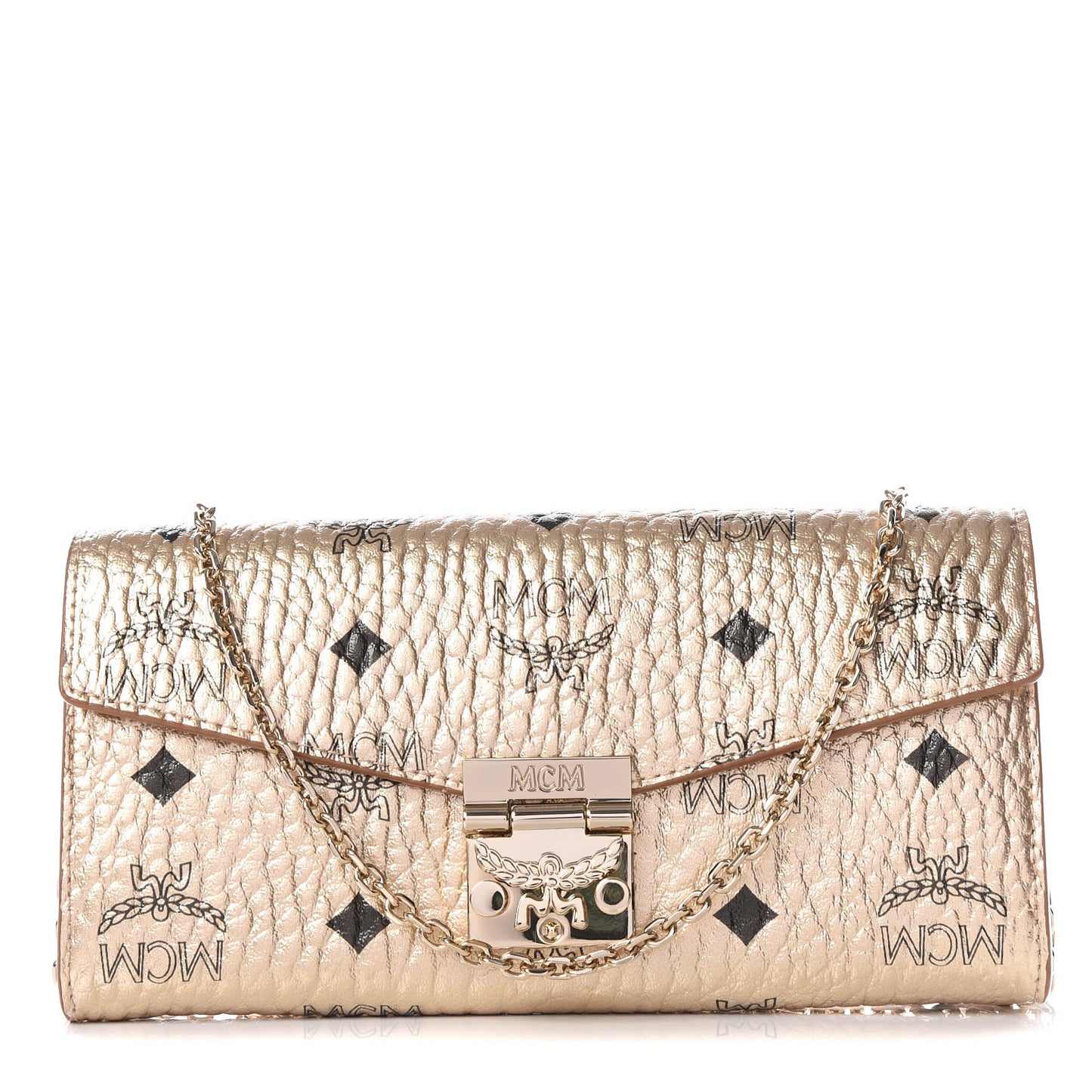 Metallic Visetos Patricia Wallet On Chain Gold