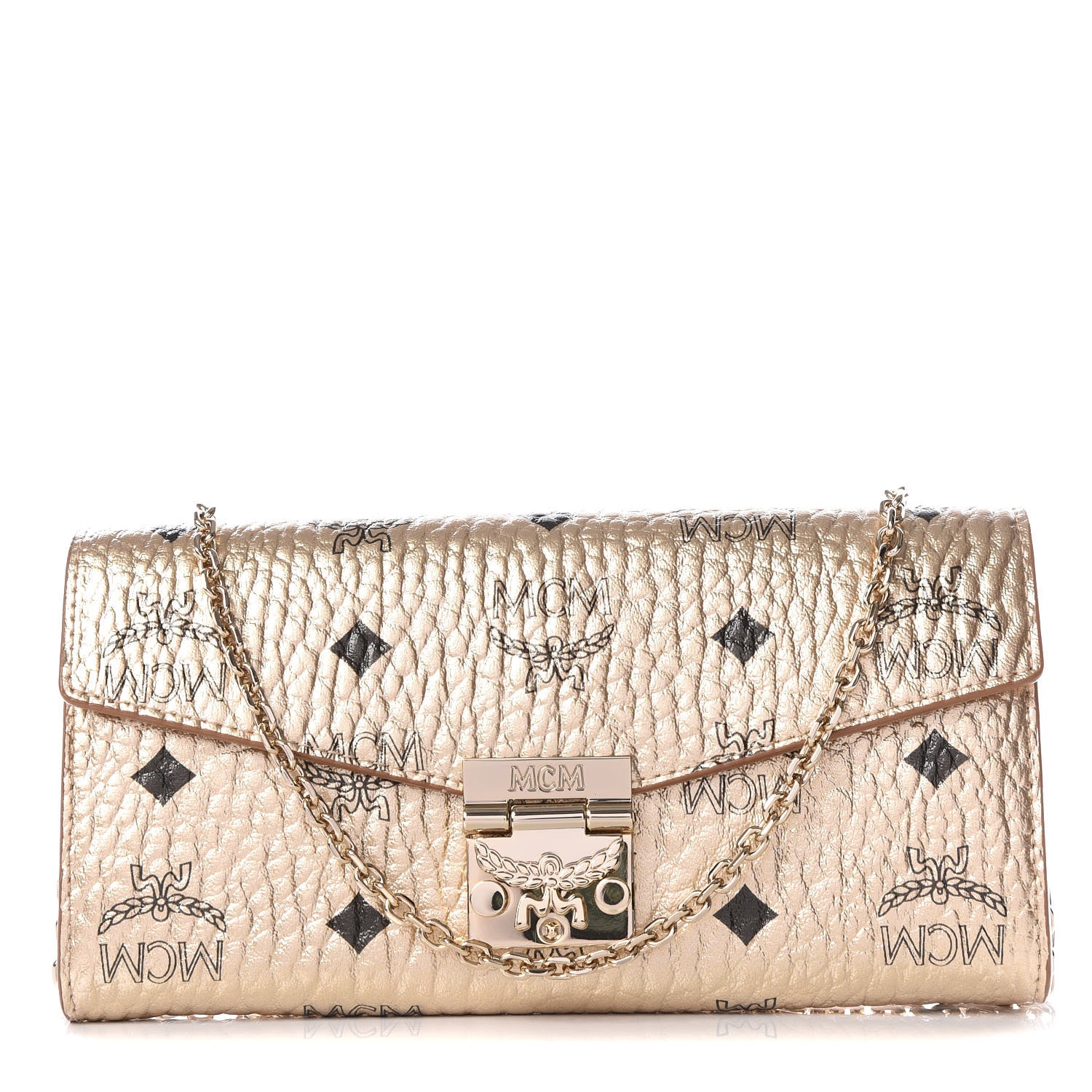 MCM Metallic Visetos Patricia Wallet On Chain Gold 1 of 7