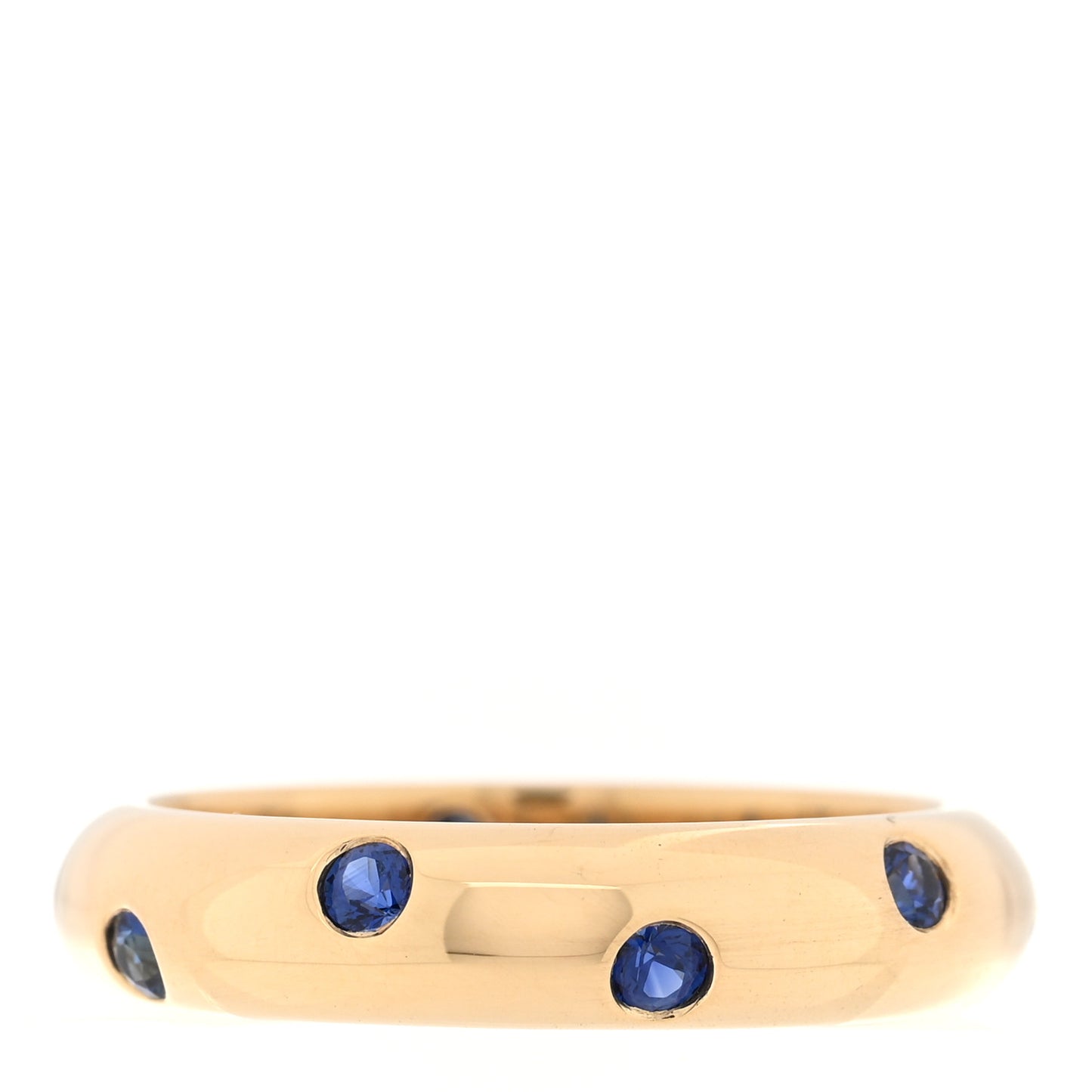 18K Yellow Gold Blue Sapphire 4mm Etoile Band Ring 52 6