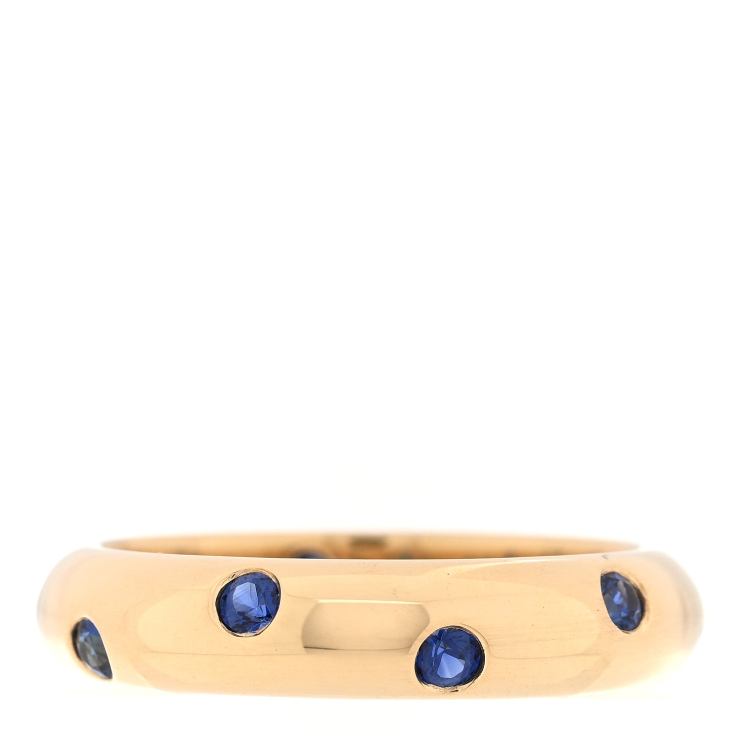 Tiffany 18K Yellow Gold Blue Sapphire 4mm Etoile Band Ring 52 6 3 of 5