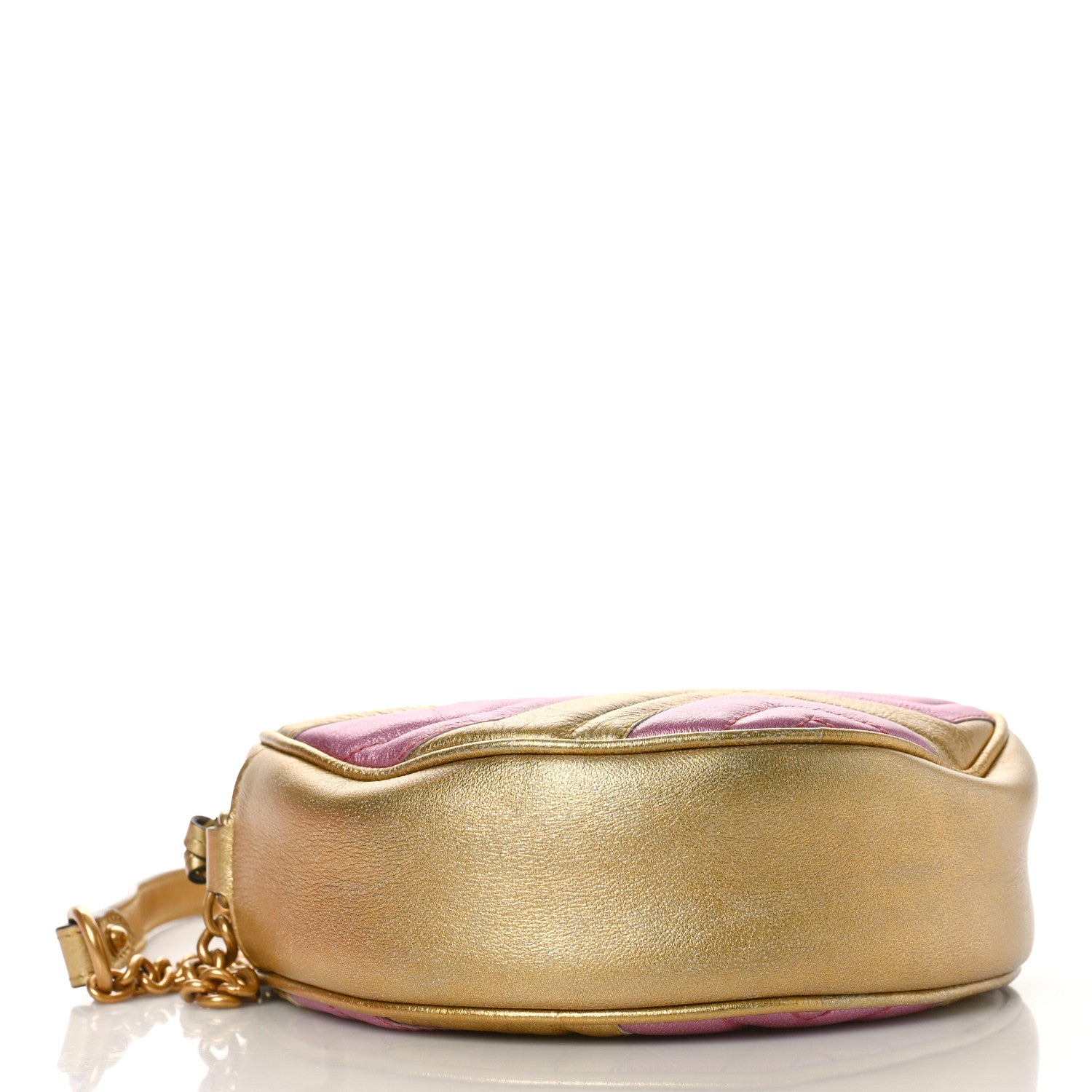 Gucci Metallic Nappa Matelasse Heart Mini GG Marmont Round Shoulder Bag Oro Vecchio Rosa 4 of 9