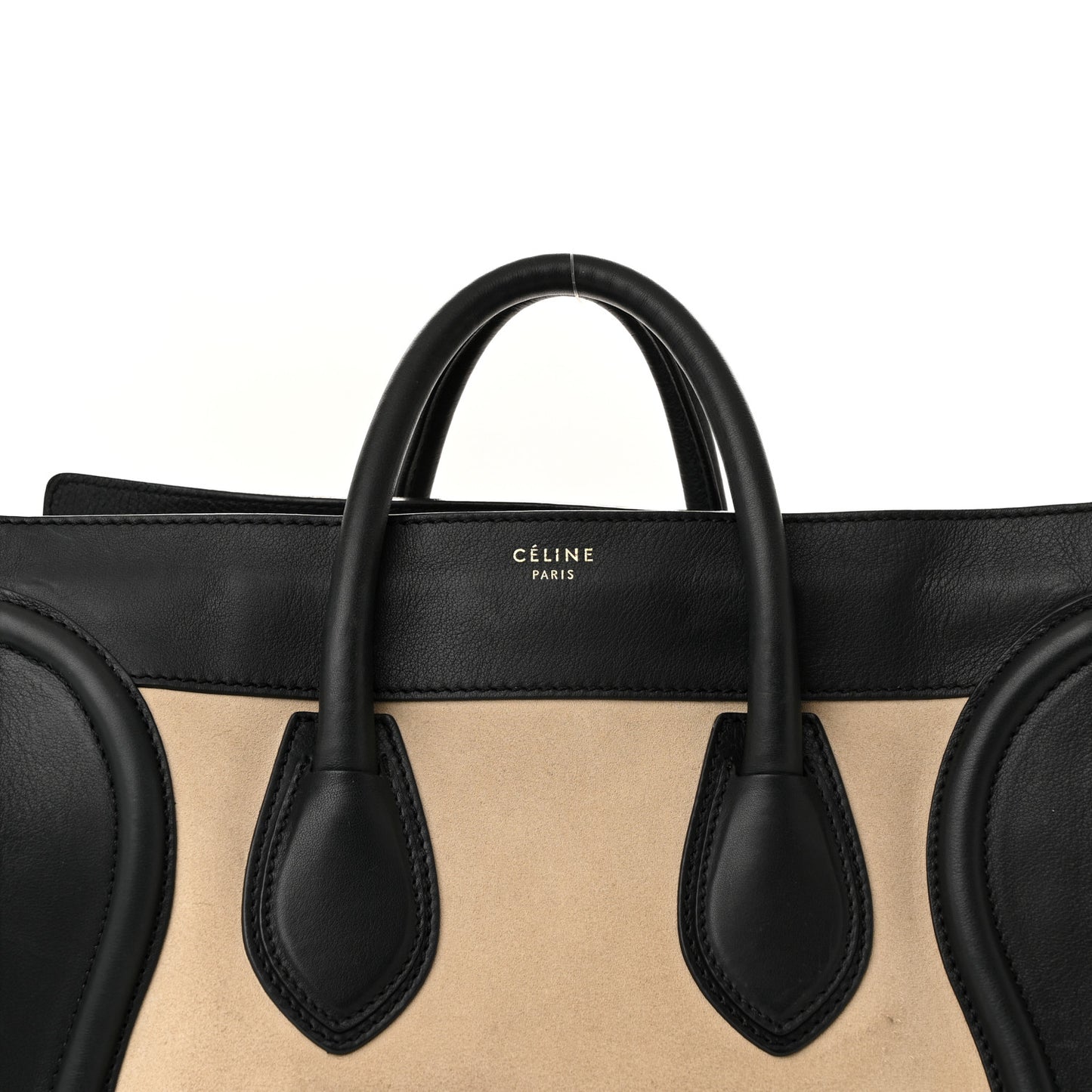 Smooth Calfskin Suede Mini Tri-Color Luggage Light Beige