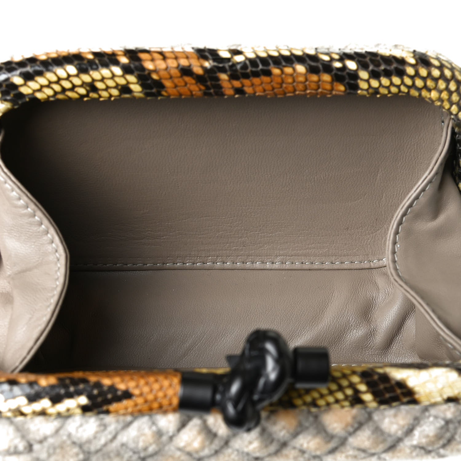 Bottega Veneta Velvet Intreccio Snakeskin Knot Clutch Grey Beige 9 of 9
