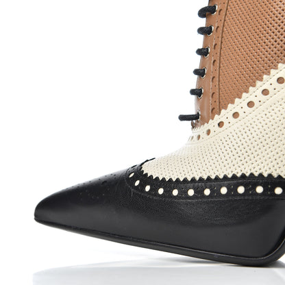 Gucci Malaga Kid Womens Gia Brogue Lace Up Stilettos 39.5 Black Brown 11 of 14