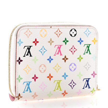 Louis Vuitton Monogram Multicolor Zippy Coin Purse Wallet White Litchi 3 of 9