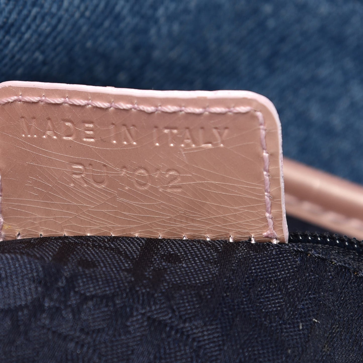 Patent Denim Jeans Saddle Bag Blue Pink