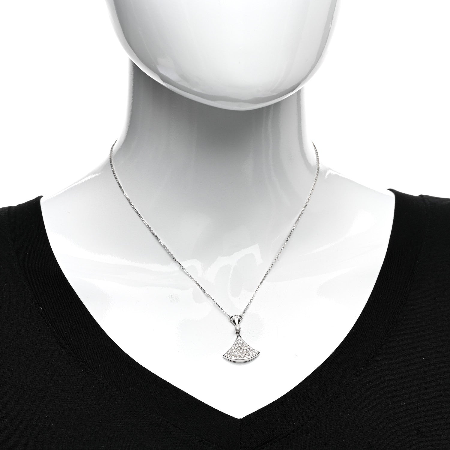 Bulgari 18K White Gold Diamond Large Divas' Dream Pave Necklace 2 of 5