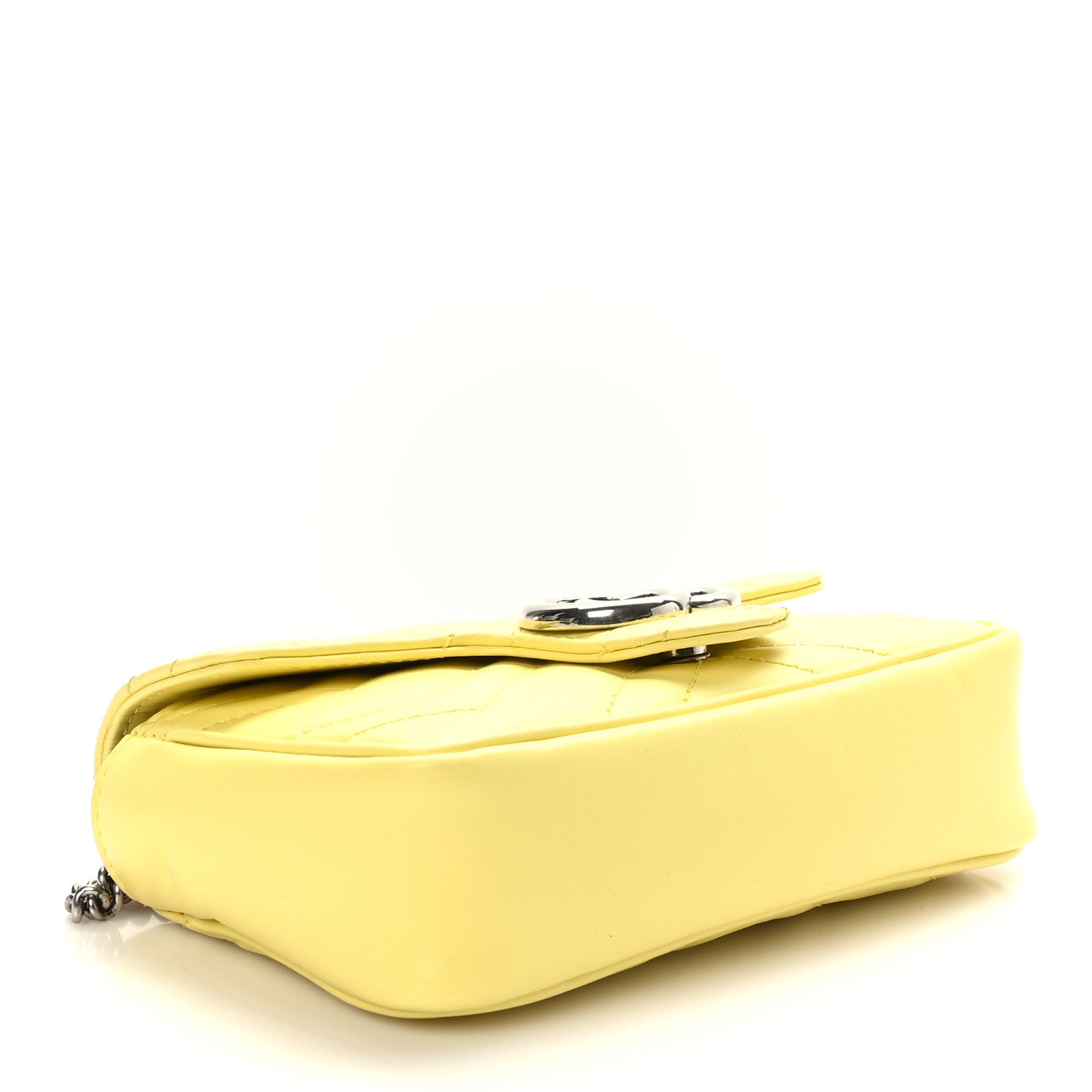 Gucci Calfskin Matelasse Super Mini GG Marmont Shoulder Bag Banana 4 of 9