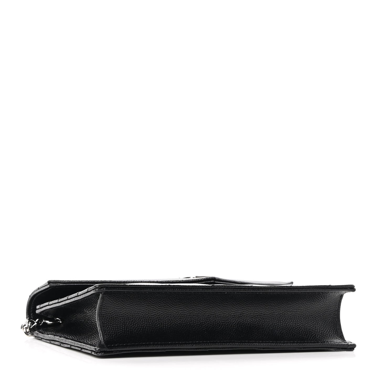 Grain De Poudre Matelasse Chevron Monogram Envelope Chain Wallet Black