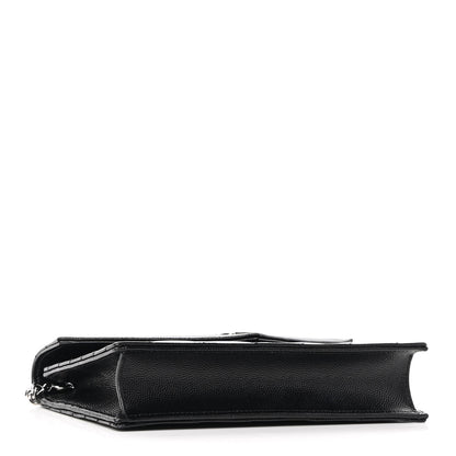 Saint Laurent Grain De Poudre Matelasse Chevron Monogram Envelope Chain Wallet Black 3 of 8