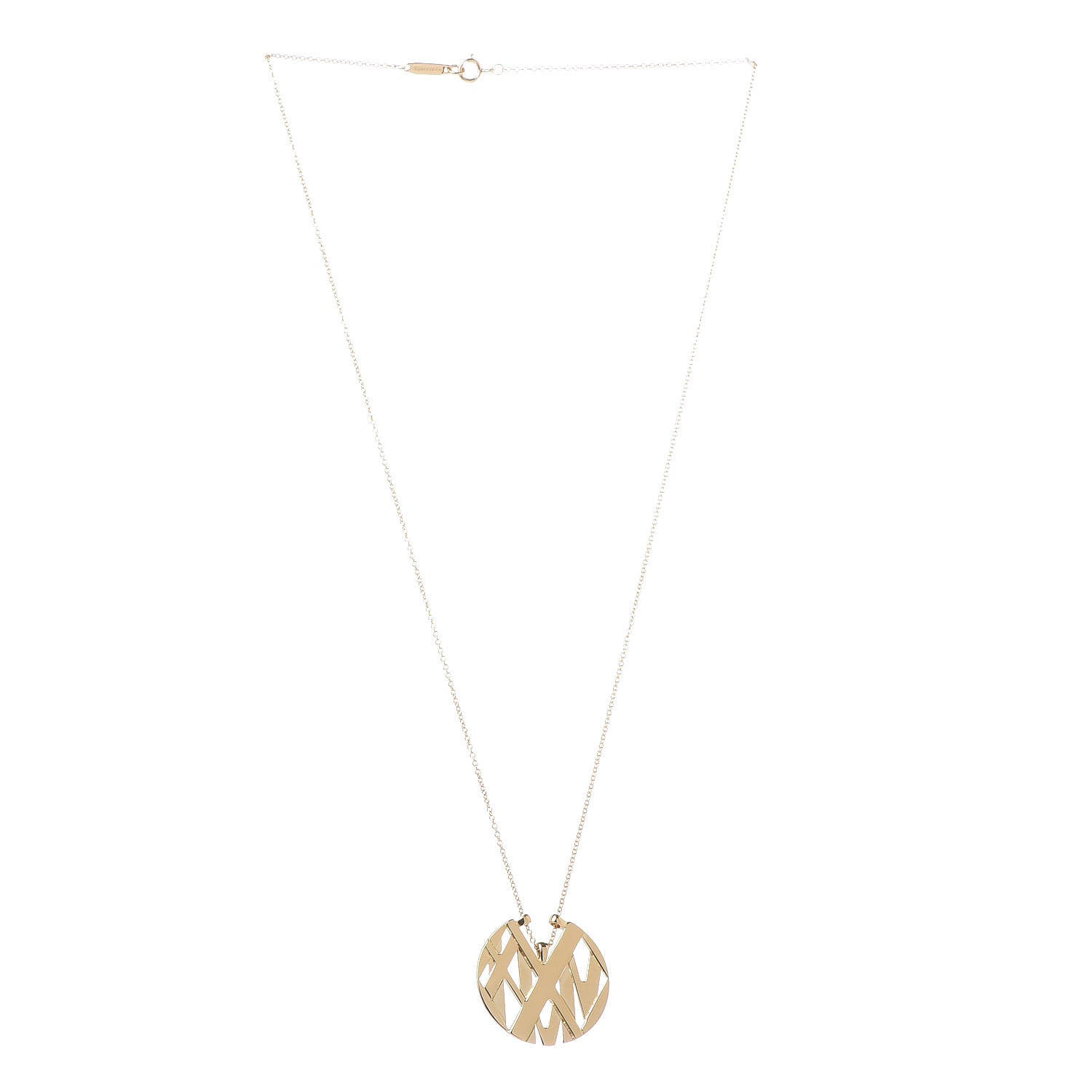 Tiffany 18K Yellow Gold Small Atlas Round Medallion Pendant Necklace 3 of 6