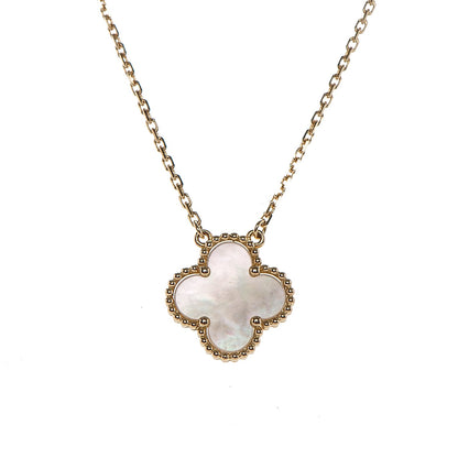 Van Cleef & Arpels 18K Yellow Gold Mother of Pearl Vintage Alhambra Pendant Necklace 4 of 6