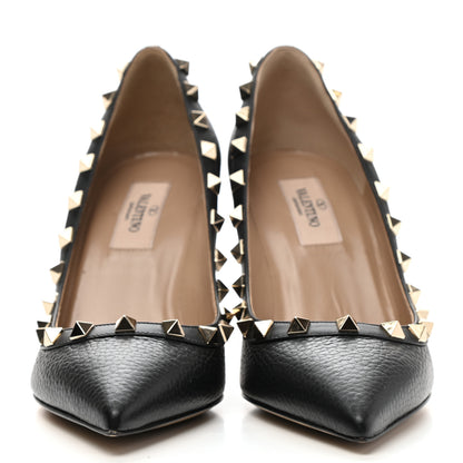 Valentino Garavani Pebbled Calfskin Rockstud 85mm Pumps 36.5 Black 4 of 9