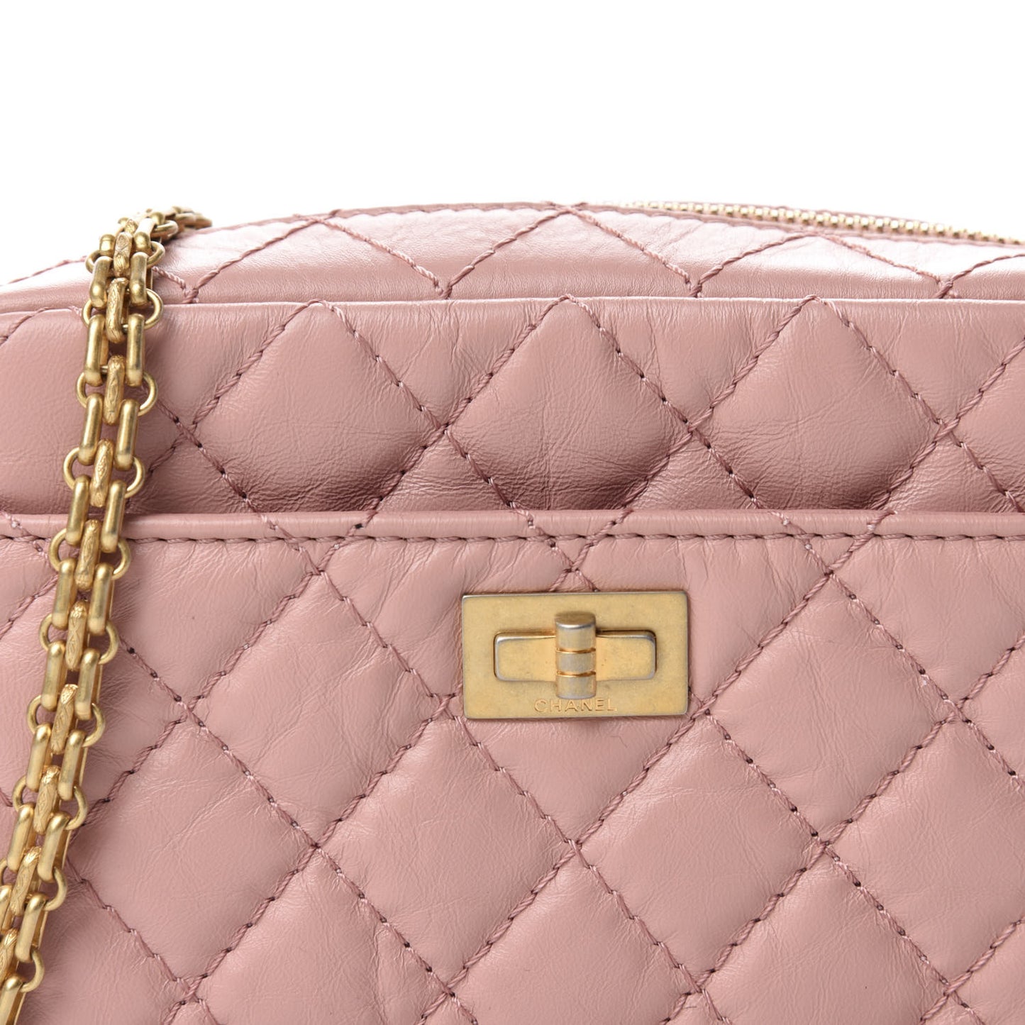 Aged Calfskin Quilted Mini Reissue Camera Case Pink