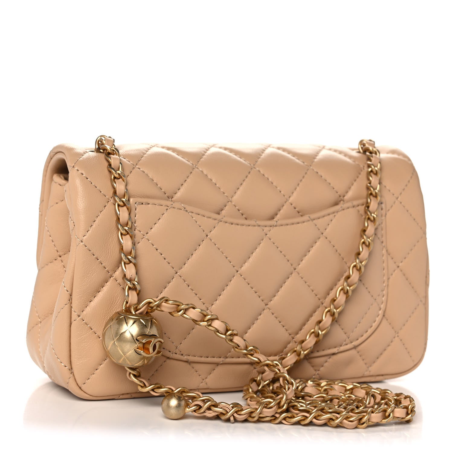 Chanel Lambskin Quilted Mini Rectangular Pearl Crush Flap Beige 3 of 12