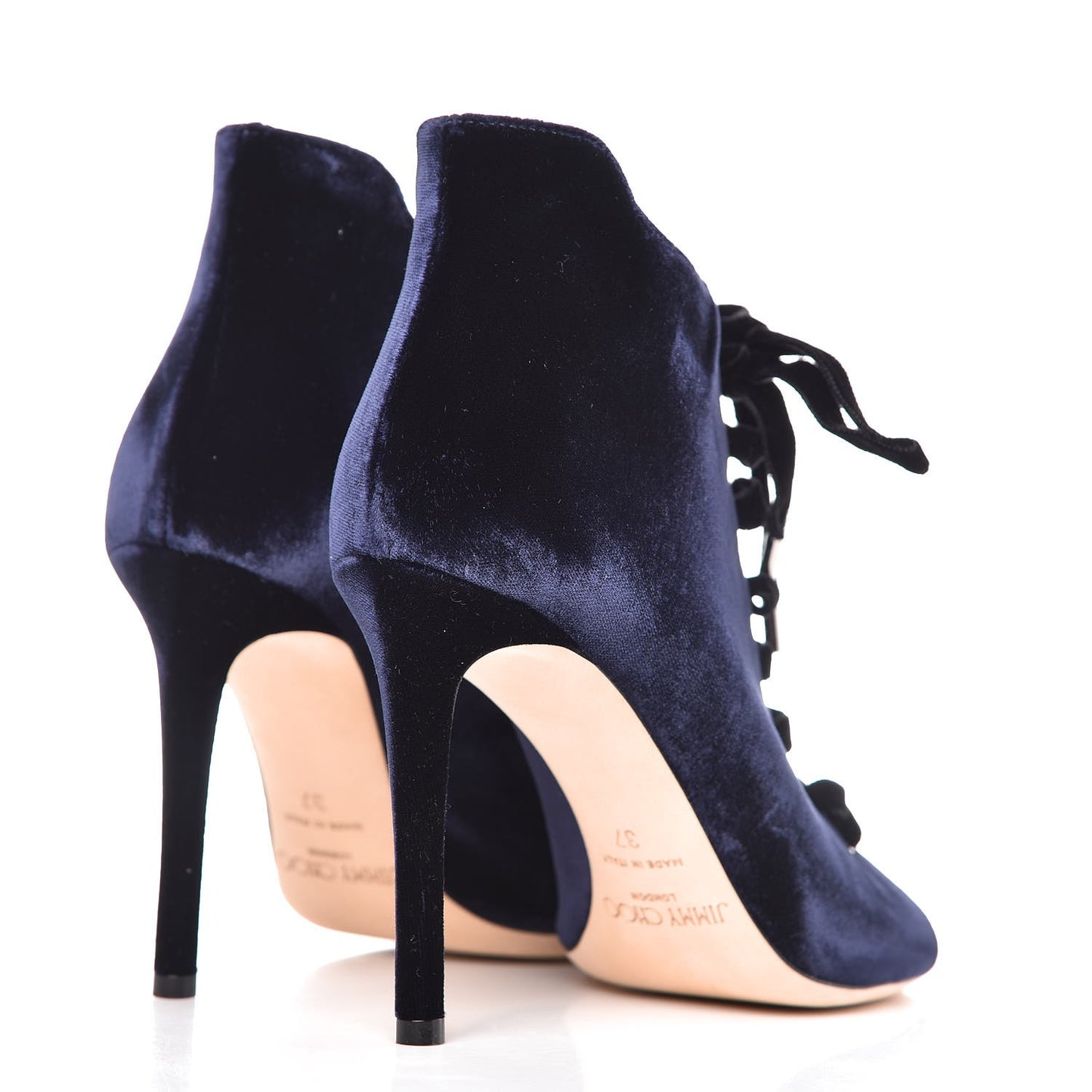 Velvet Lace Up Mavy Booties 37 Navy