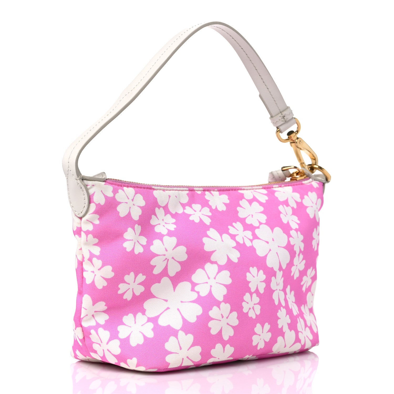 Miu Miu Nylon Floral Print Shoulder Bag Pink 3 of 12