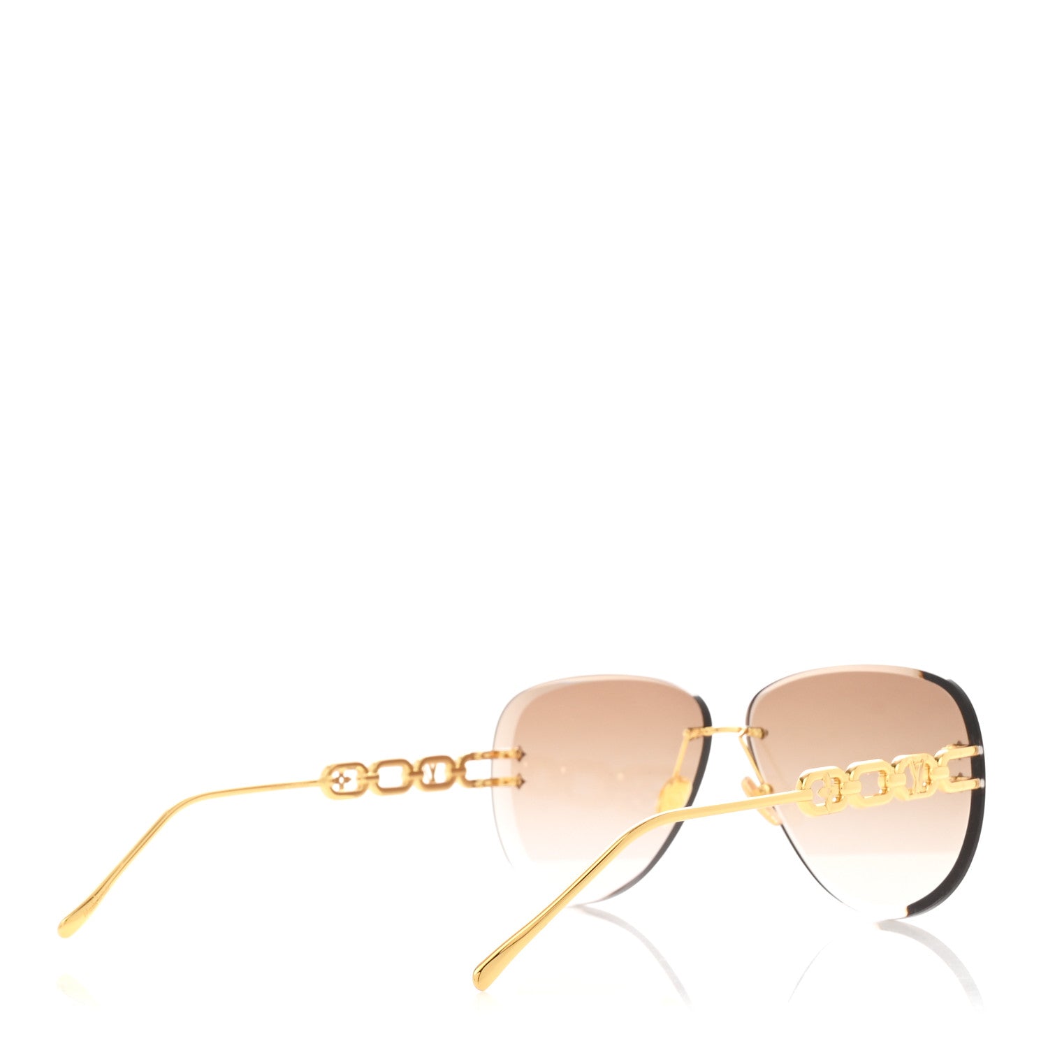 Louis Vuitton Metal Rimless LV Jewel Aviator Sunglasses Z1854U Gradient Brown 4 of 7