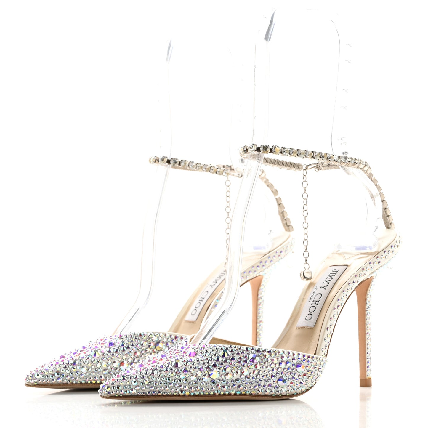 Satin Crystal Saeda 100 Pumps 38 Ivory