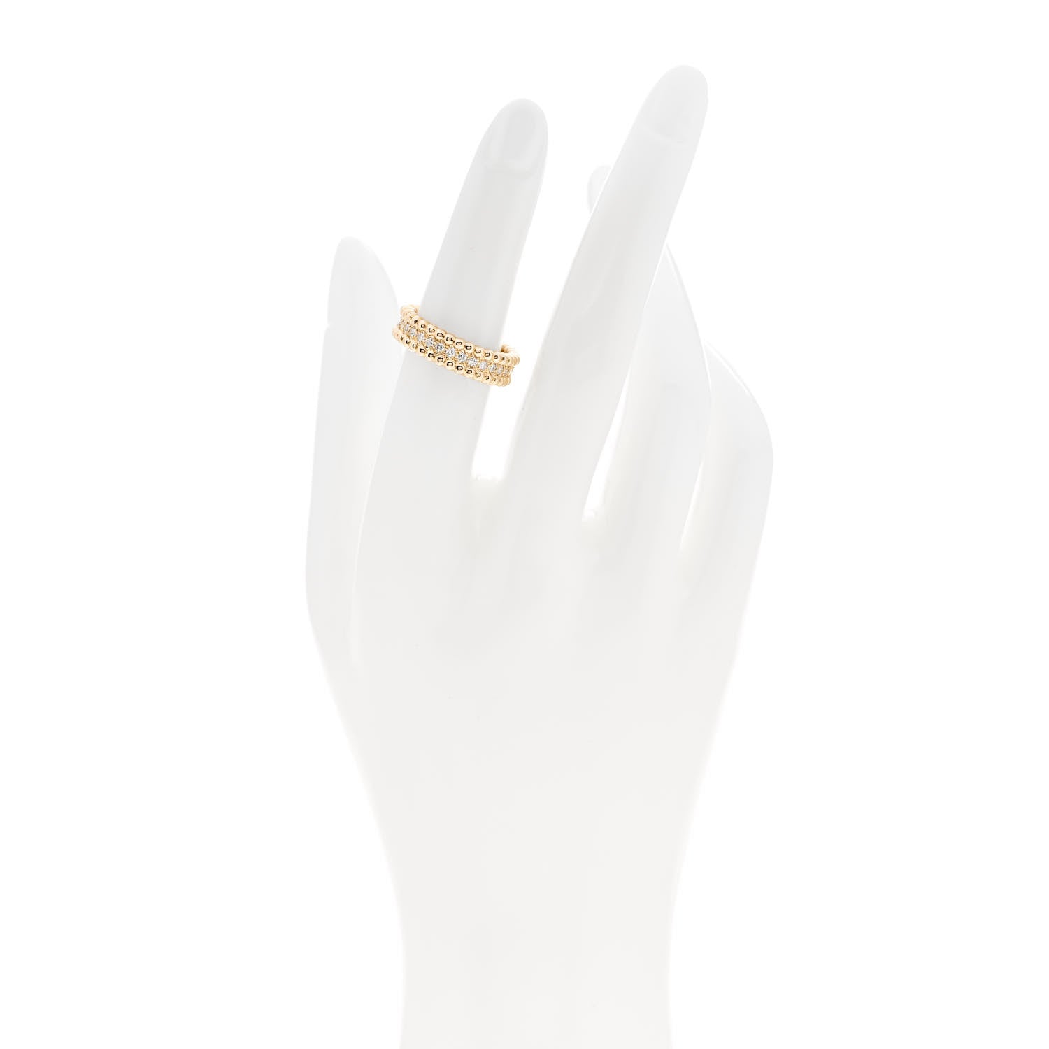 Van Cleef & Arpels 18K Yellow Gold Diamond Perlee 1 Row Ring 51 5.75 2 of 4