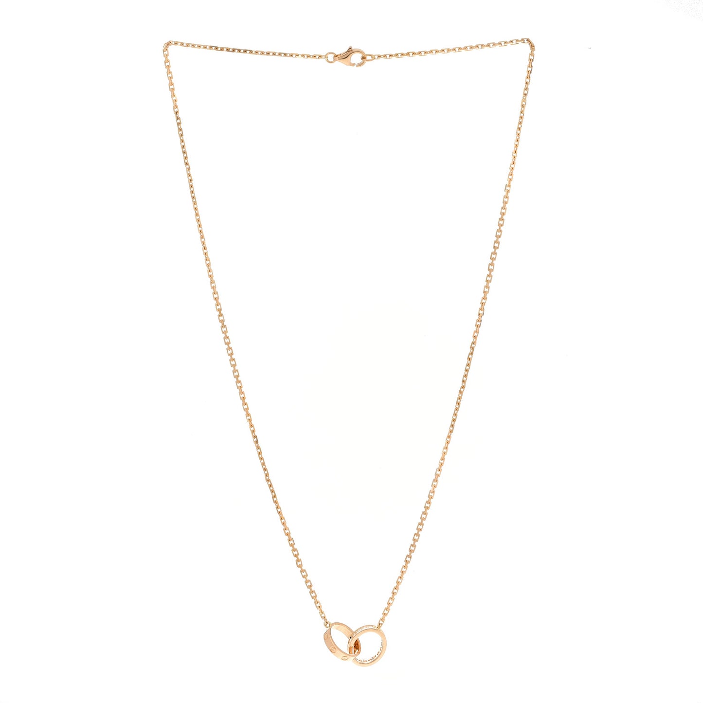 18K Pink Gold Diamond Interlocking LOVE Necklace